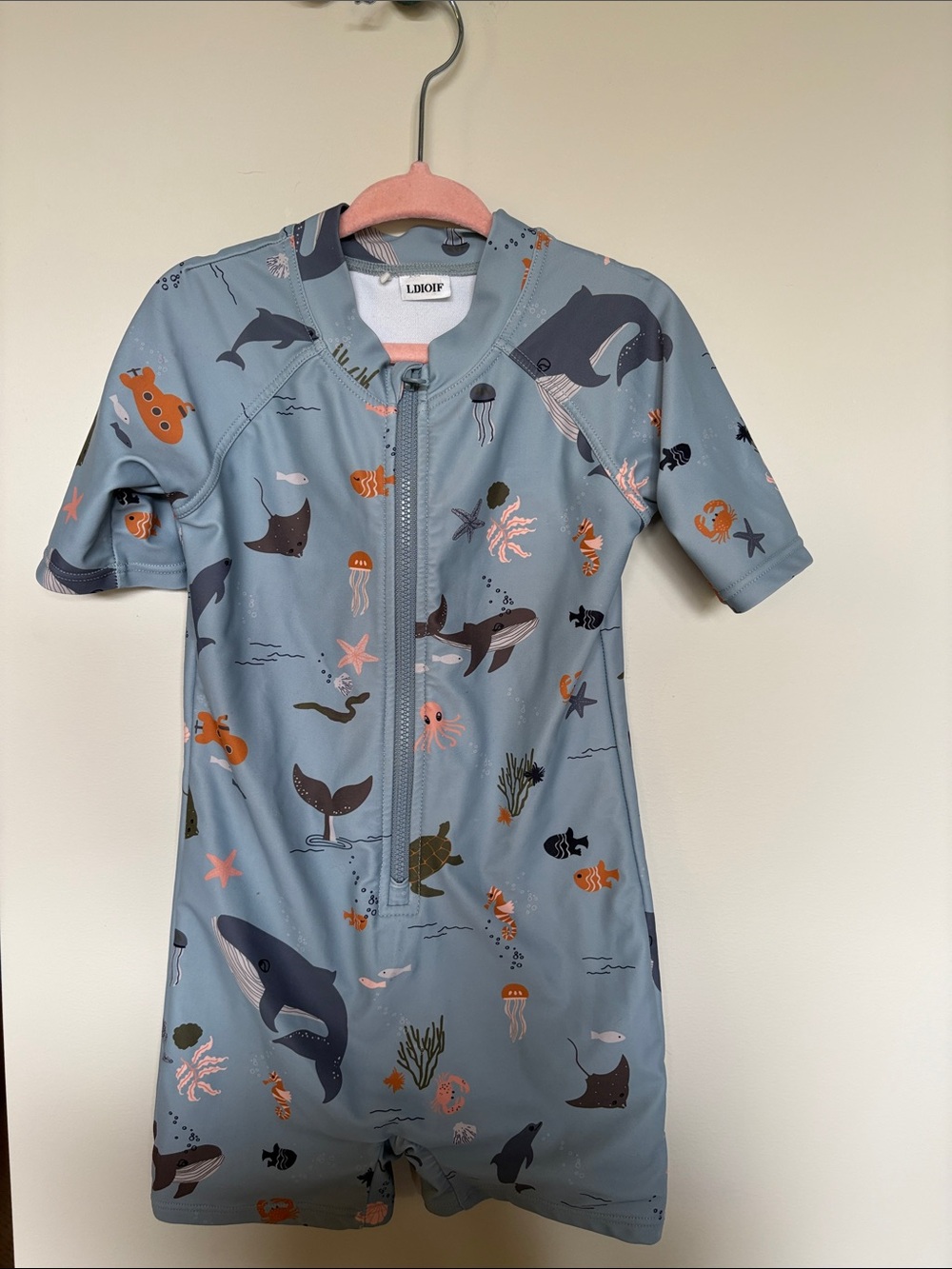 LDIOIF Ocean Animals Short-Sleeve Rash Guard Romper
